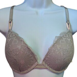 Victoria's Secret Bra Push Up Lace Underwire Multiway Gray Padded Size 32DD